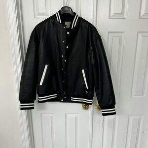 Hudson Jeans Black Leather Jacket with Gray Lining